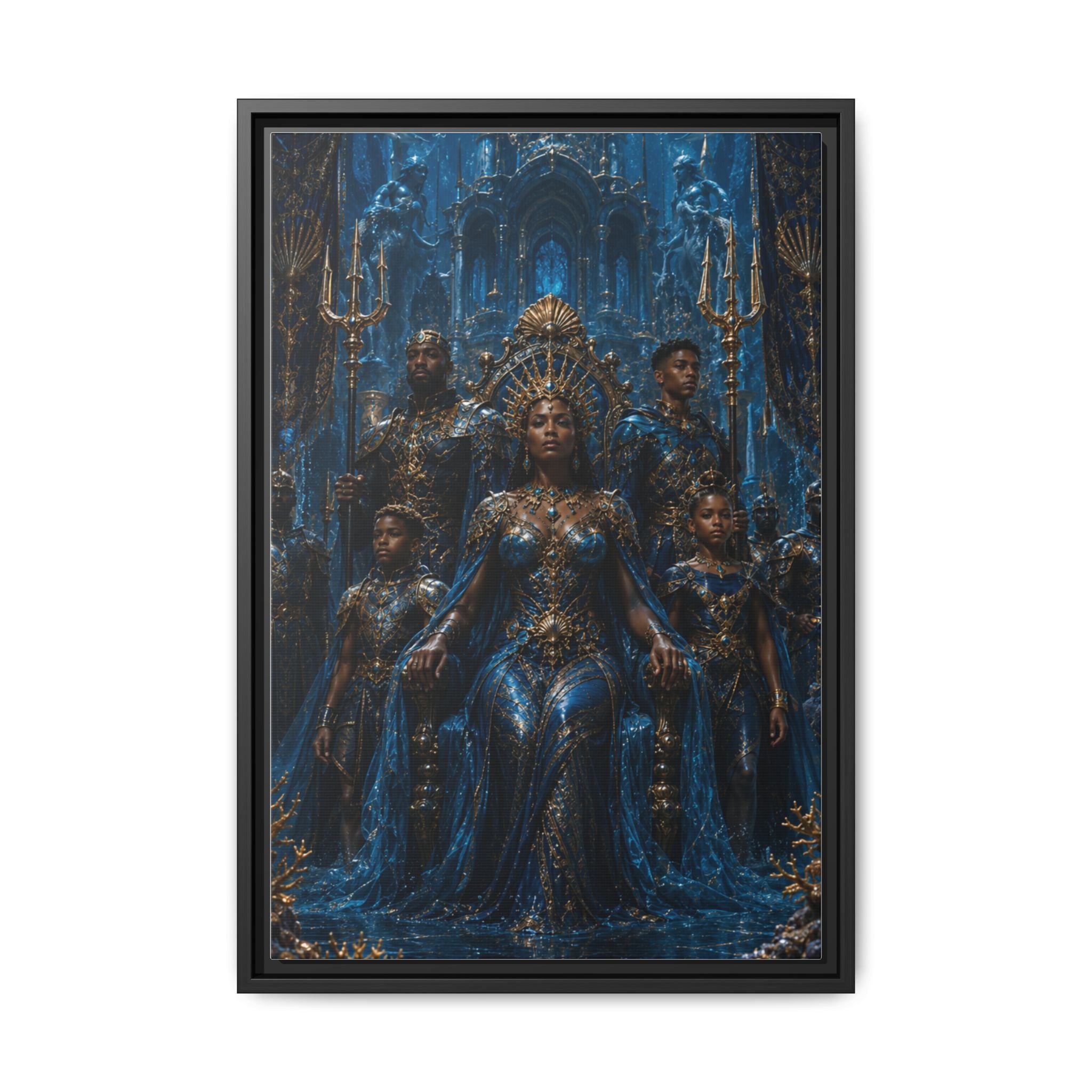 Underwater Queen Matte Framed Canvas — Oceanic Fantasy Wall Art
