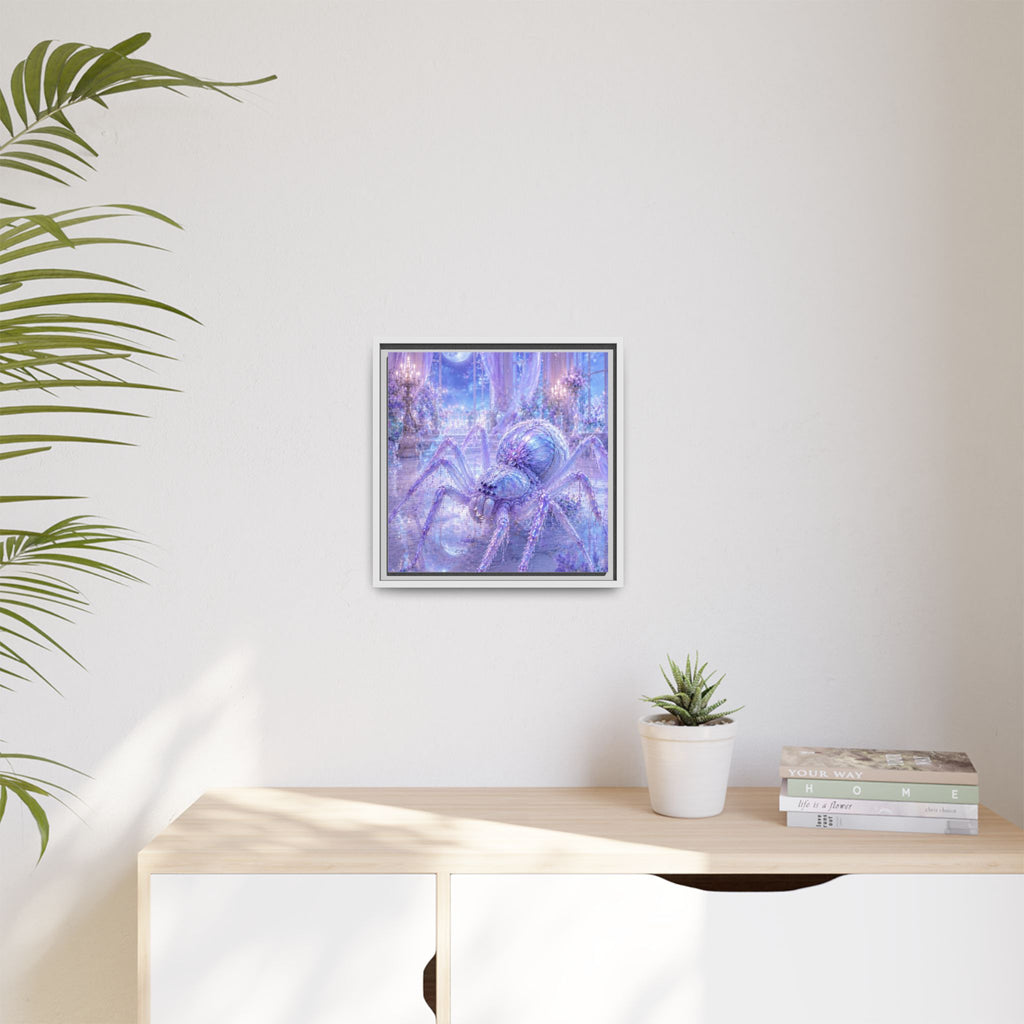 Moonlit Spider Fantasy Canvas Print — Lavender Enchanted Wall Art (Framed)