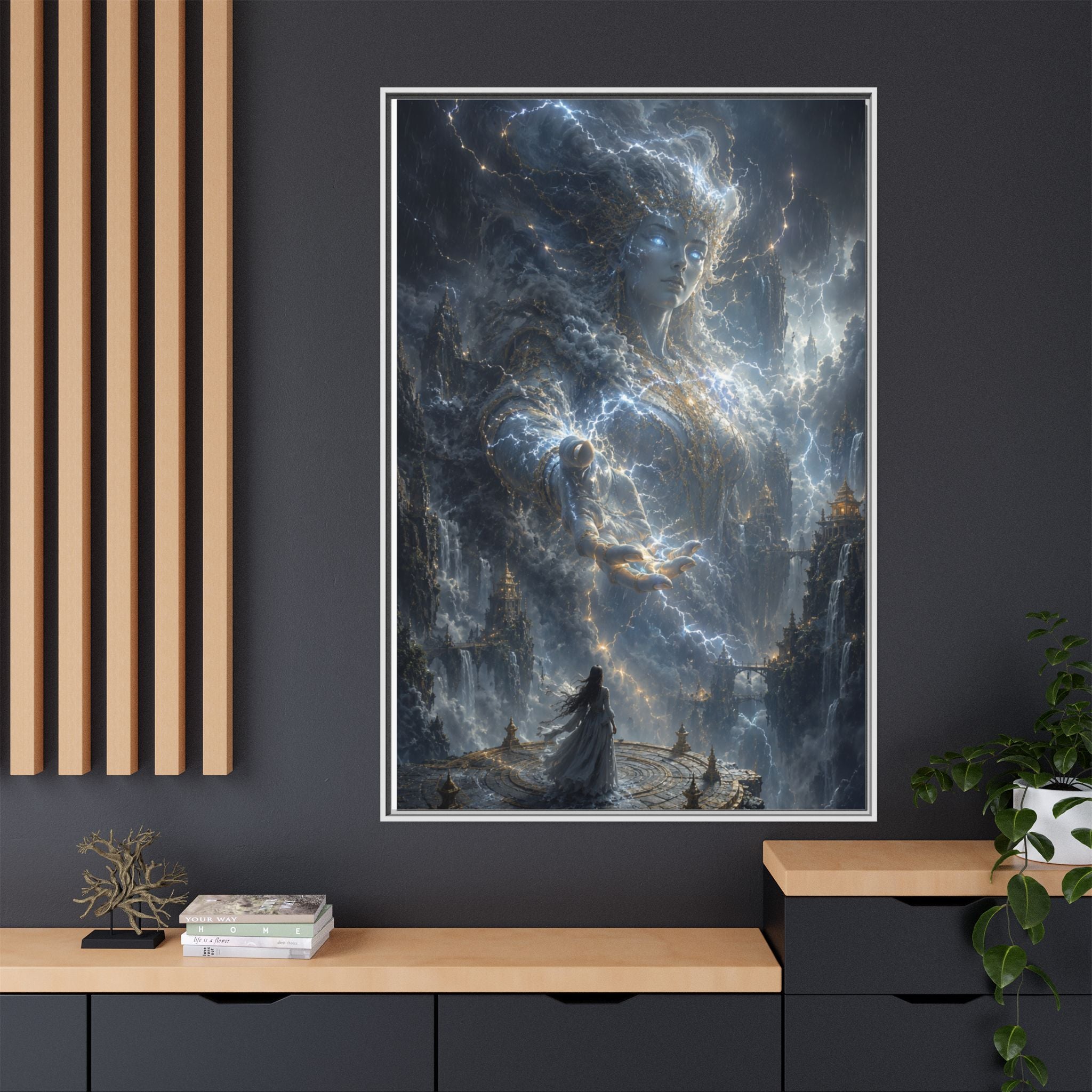 Framed Matte Canvas Print — Ethereal Star Goddess Fantasy Wall Art