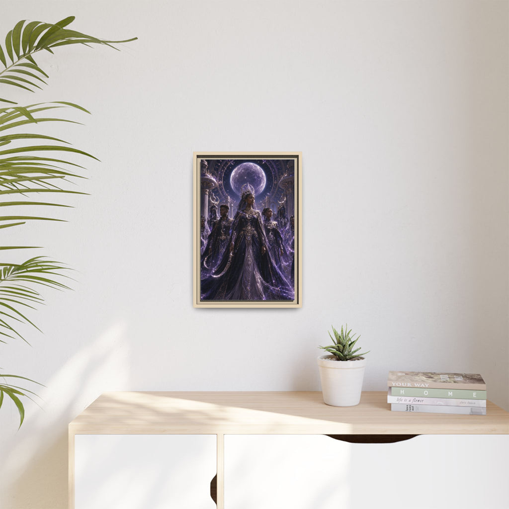Mystic Moon Queen Framed Matte Canvas Print — Fantasy Royalty Wall Art