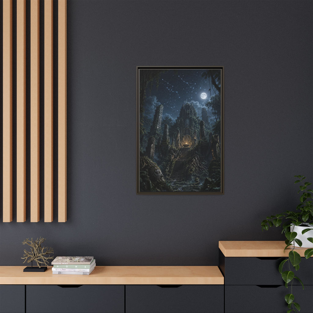 Framed Matte Canvas - Moonlit Ruins Fantasy Wall Art