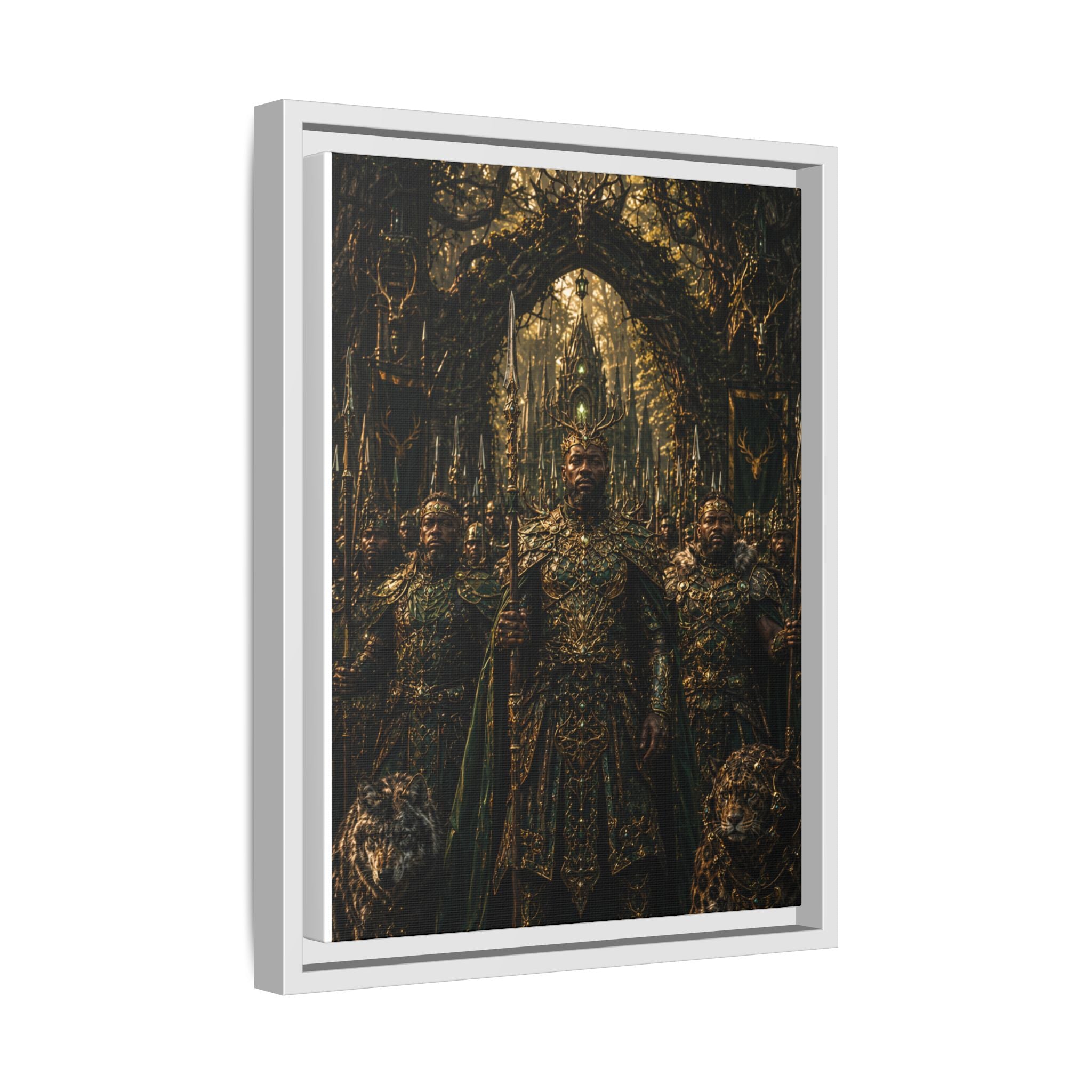 Framed Matte Canvas — Regal Fantasy King in Ornate Armor