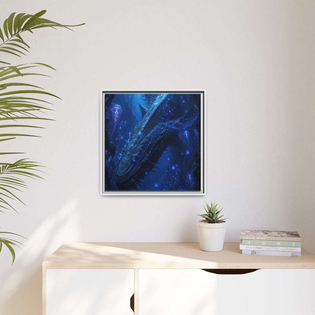 Framed Matte Canvas Art - Deep Sea Leviathan Fantasy Print