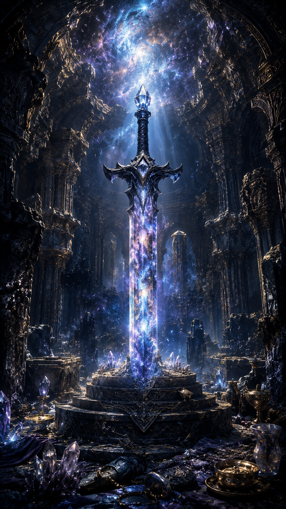 Fantasy Sword Fine Art Print — Mystical Glowing Blade Wall Art Fine Art Paper Print