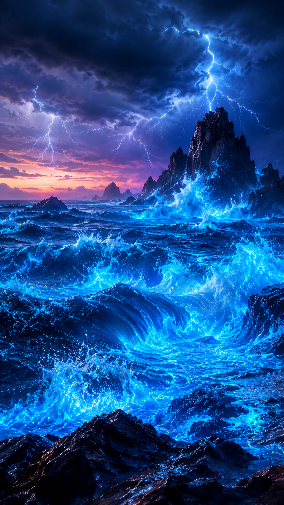 Fine Art Paper Print — Electric Stormy Ocean Landscape